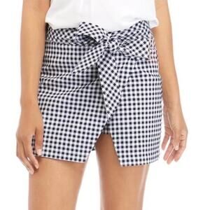 Crown & Ivy Gingham Wrap‎ Tie Mini Skirt Skort Navy & White Size 10